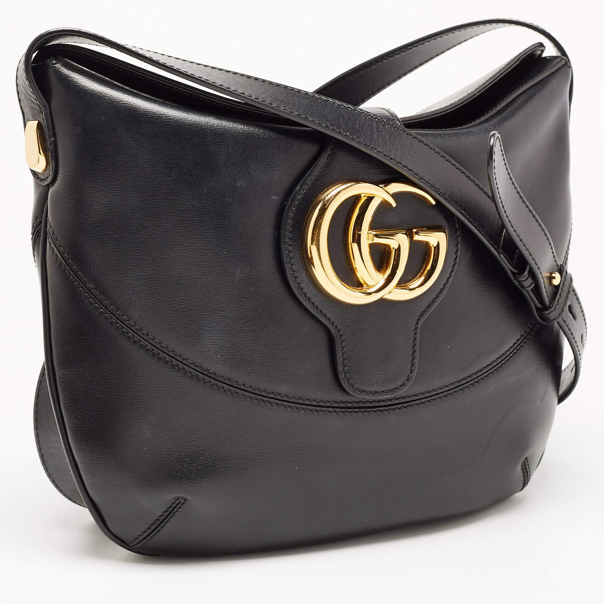 Women's Gucci Black Leather Medium Arli Shoulder Bag