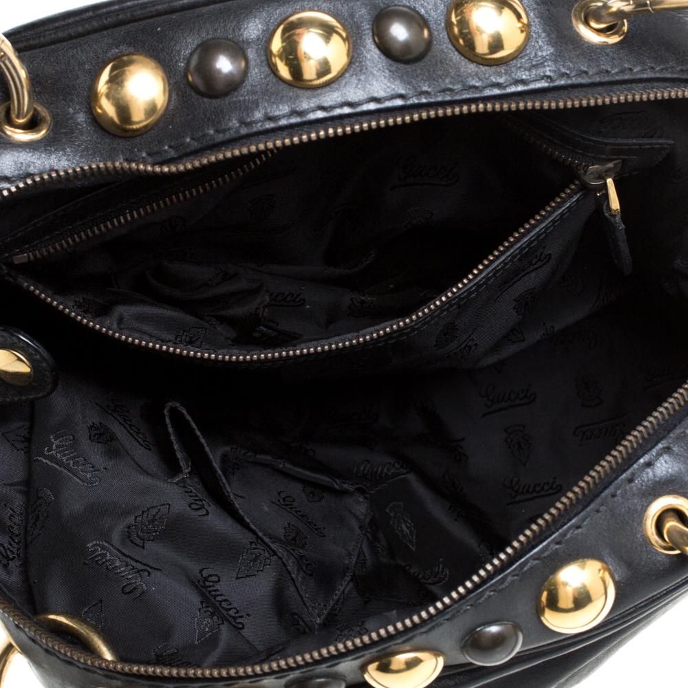 Gucci Schwarzes Leder Medium Babouska Heart Dome Satchel 6