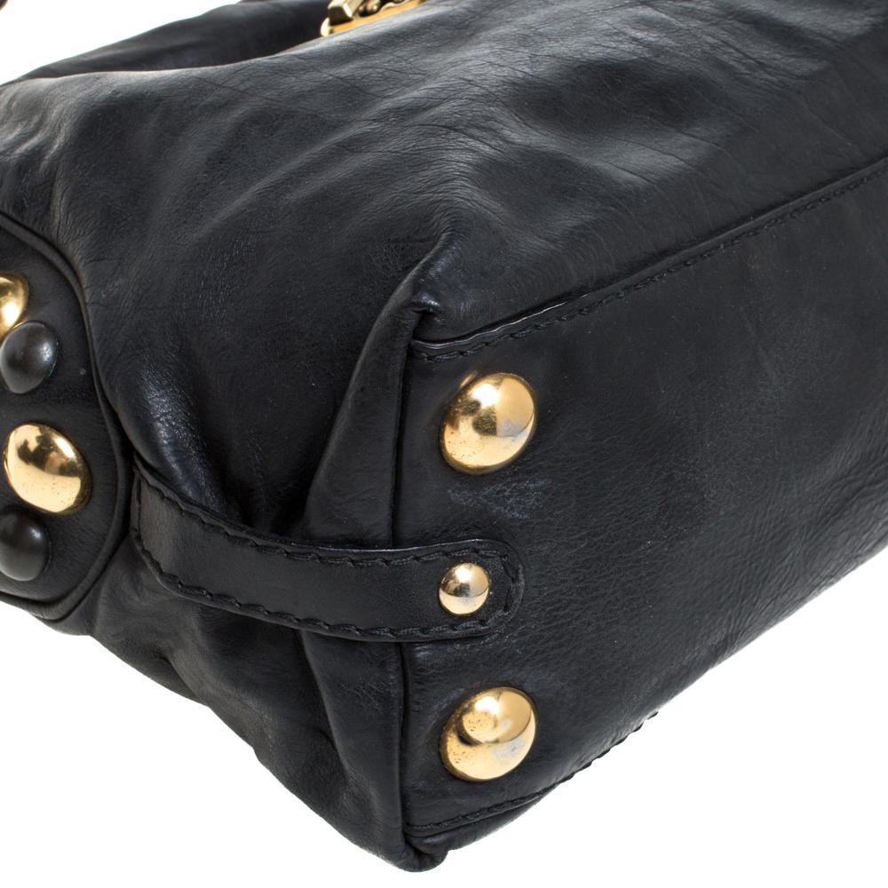 Gucci Schwarzes Leder Medium Babouska Heart Dome Satchel 2