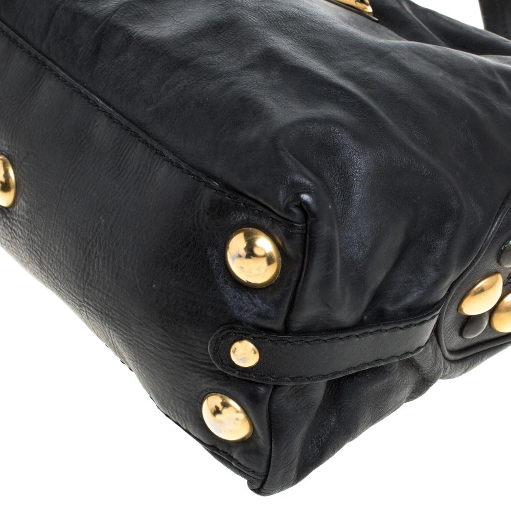 Gucci Schwarzes Leder Medium Babouska Heart Dome Satchel 3
