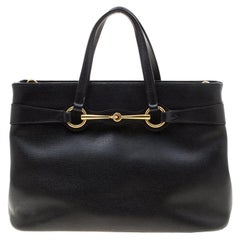 Gucci Black Leather Medium Bright Bit Top Handle Bag