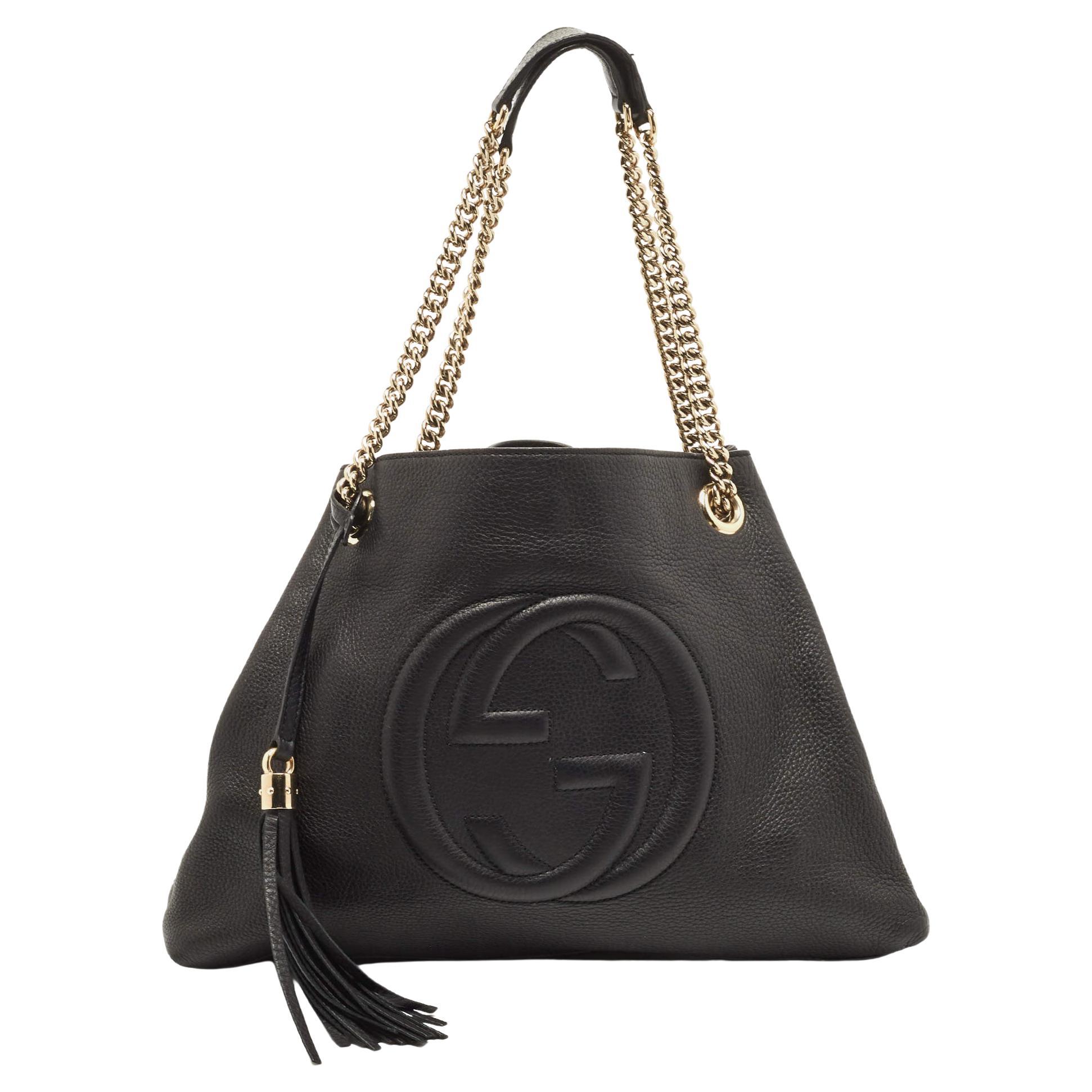 Gucci Black Leather Medium Chain Soho Shoulder Bag For Sale at 1stDibs