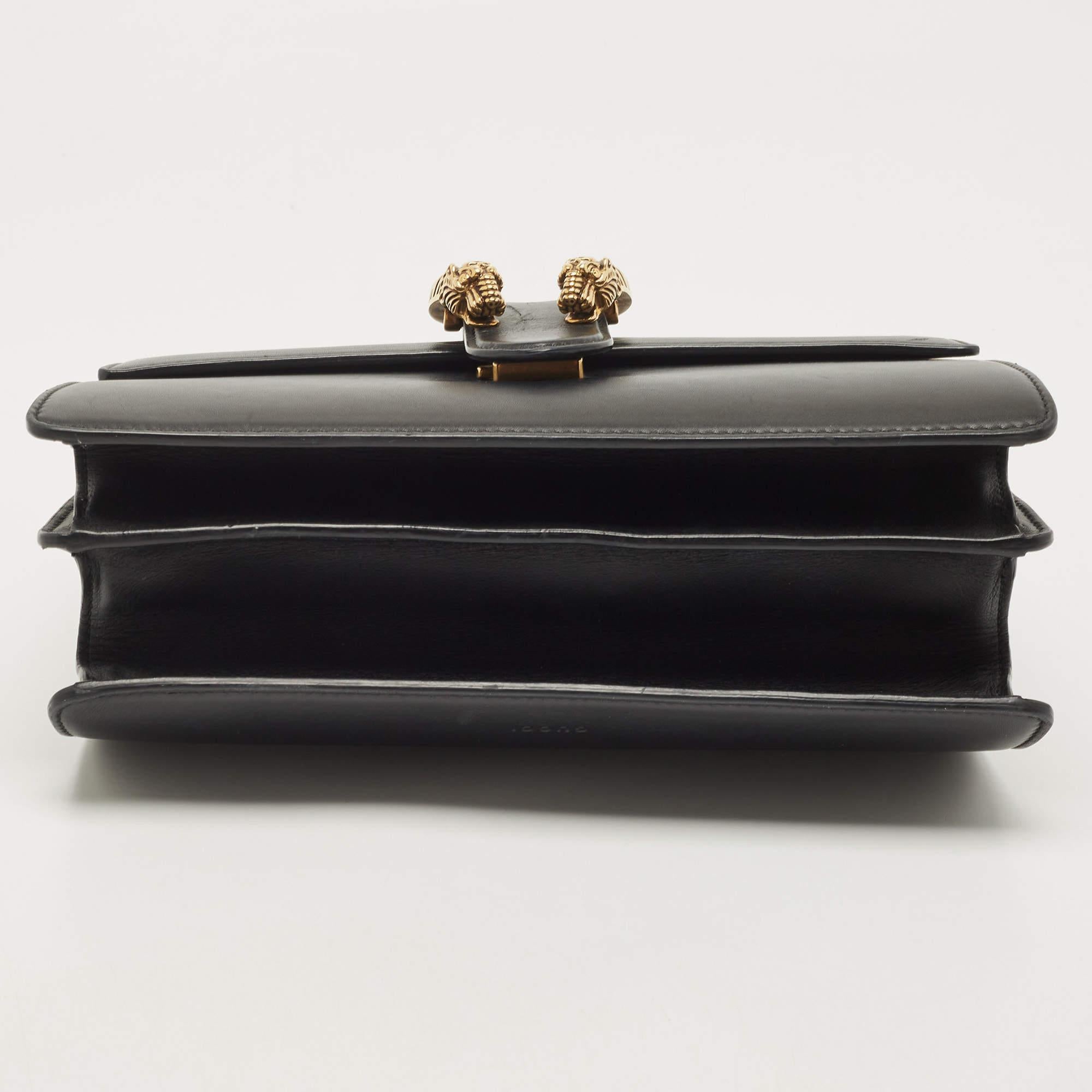 Gucci Black Leather Medium Dionysus Bamboo Top Handle Bag 1