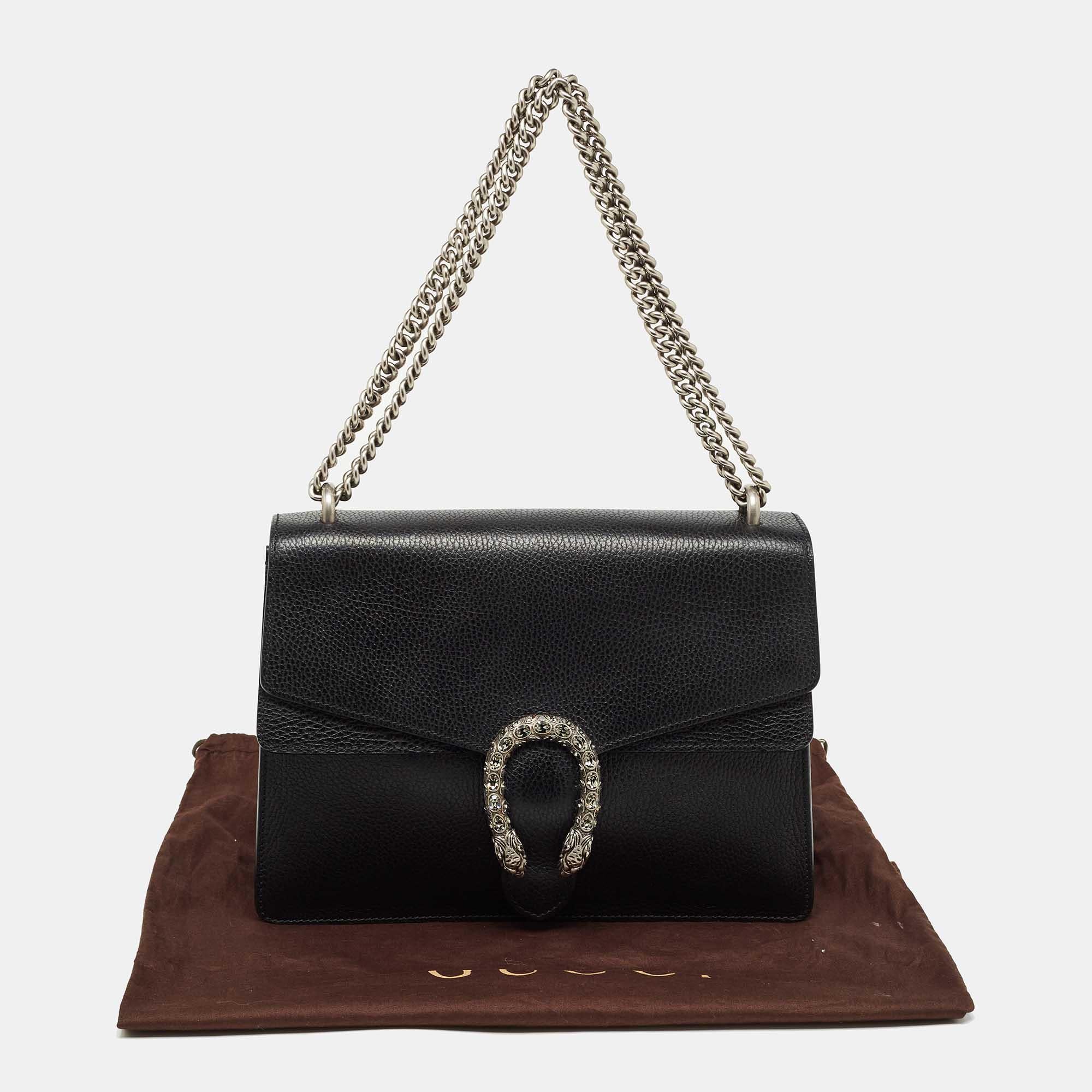 Gucci Black Leather Medium Dionysus Shoulder Bag 2