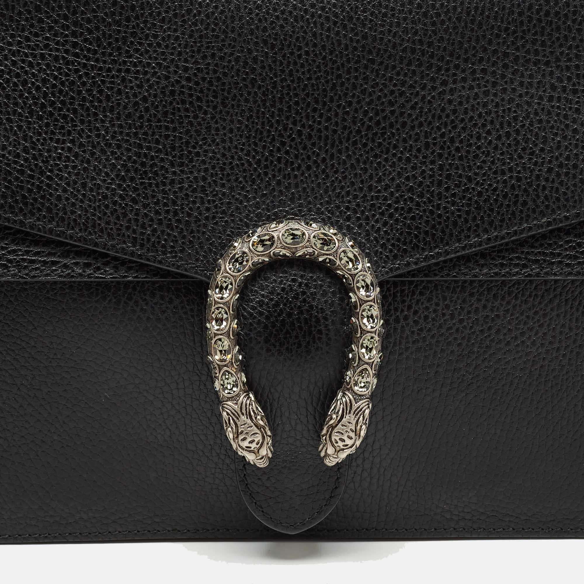 Gucci Black Leather Medium Dionysus Shoulder Bag 3