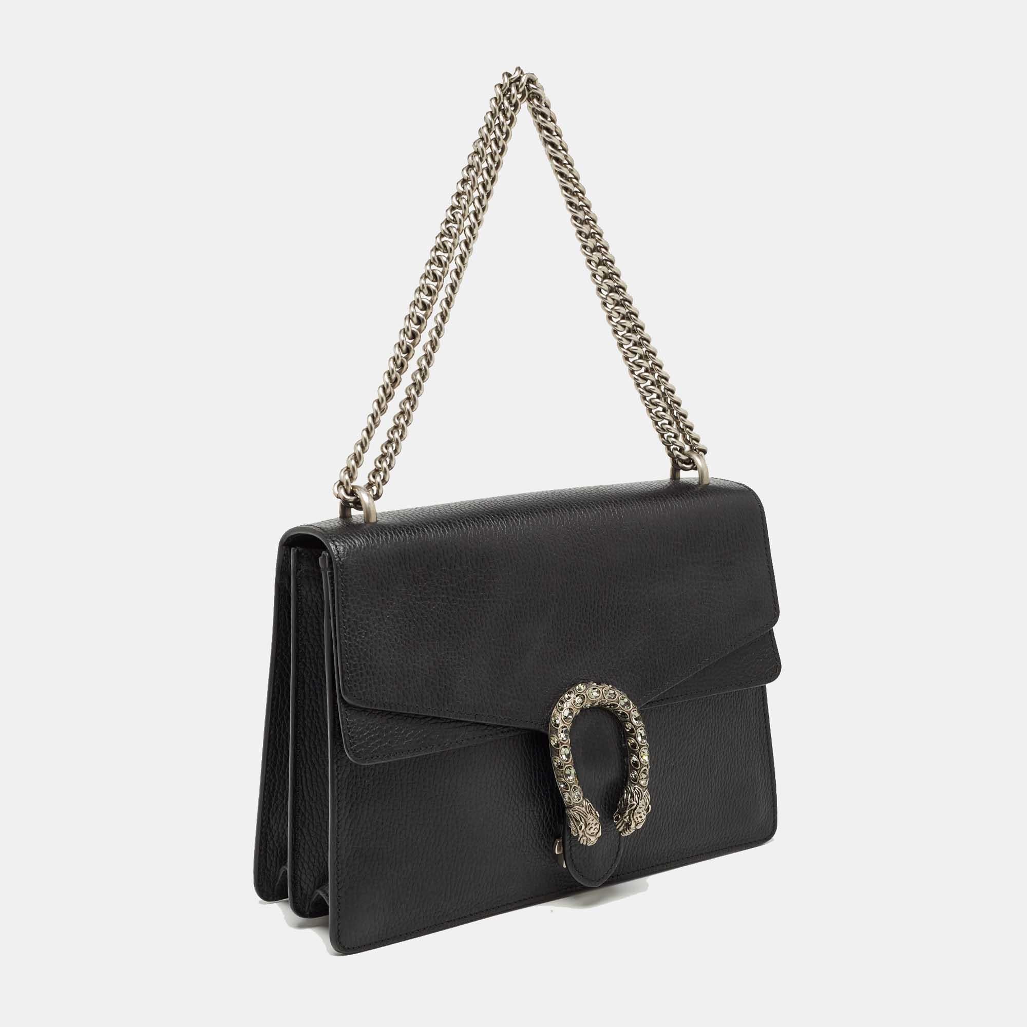 Gucci Black Leather Medium Dionysus Shoulder Bag 4