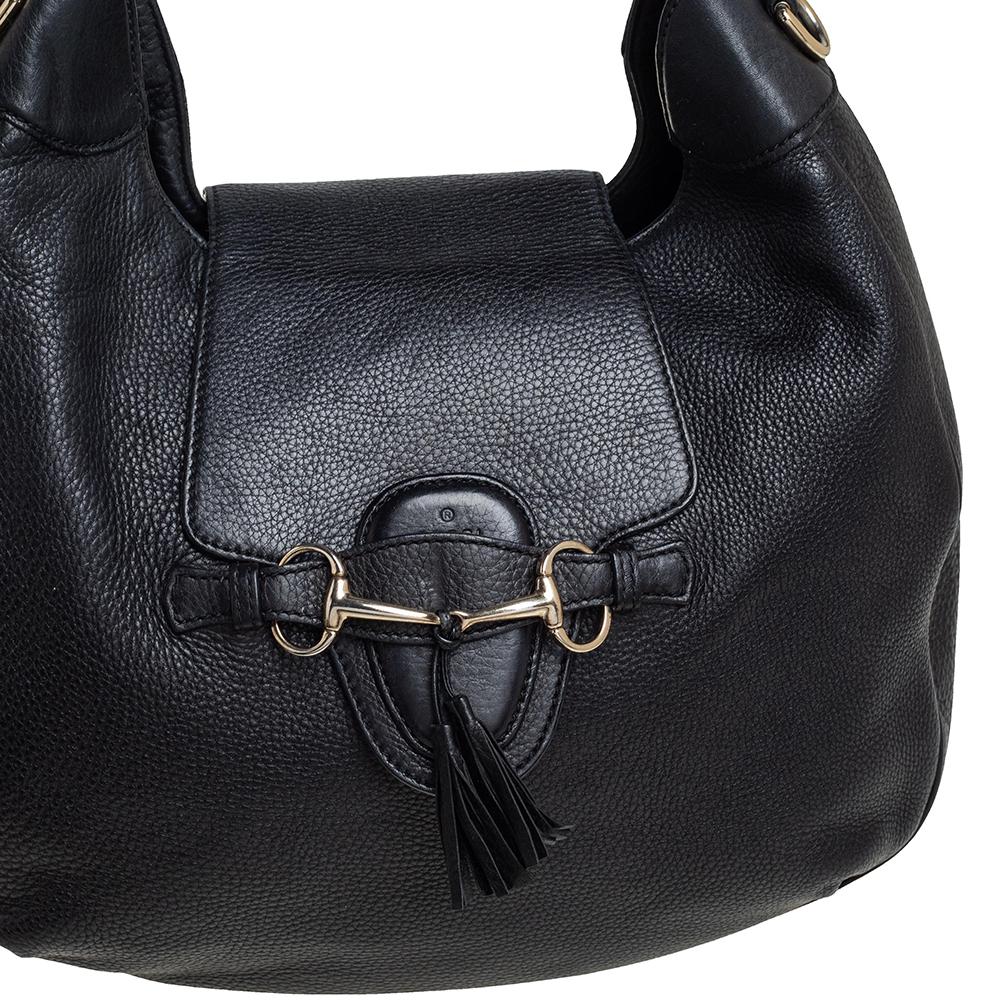 Gucci Black Leather Medium Emily Hobo 5