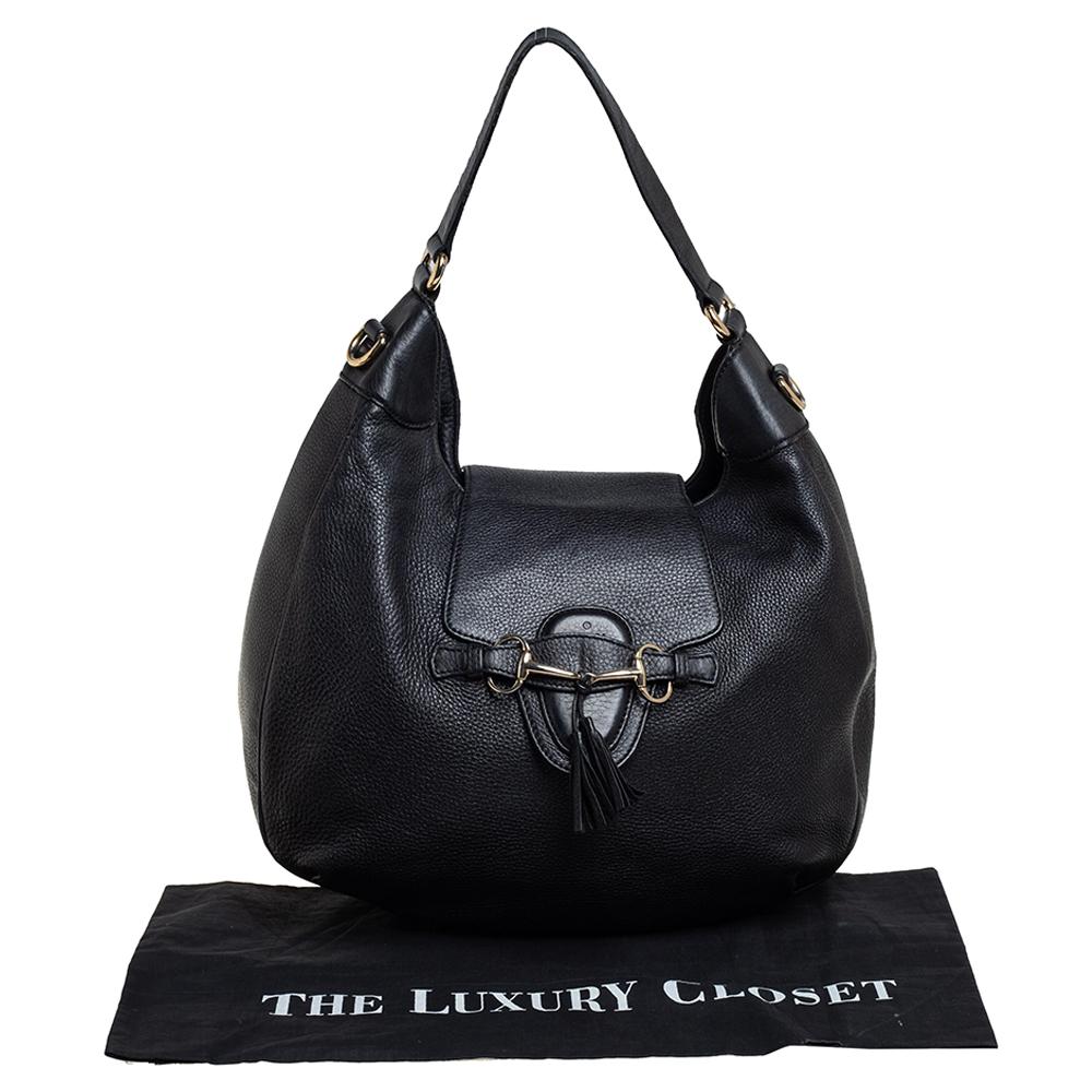 Gucci Black Leather Medium Emily Hobo 7