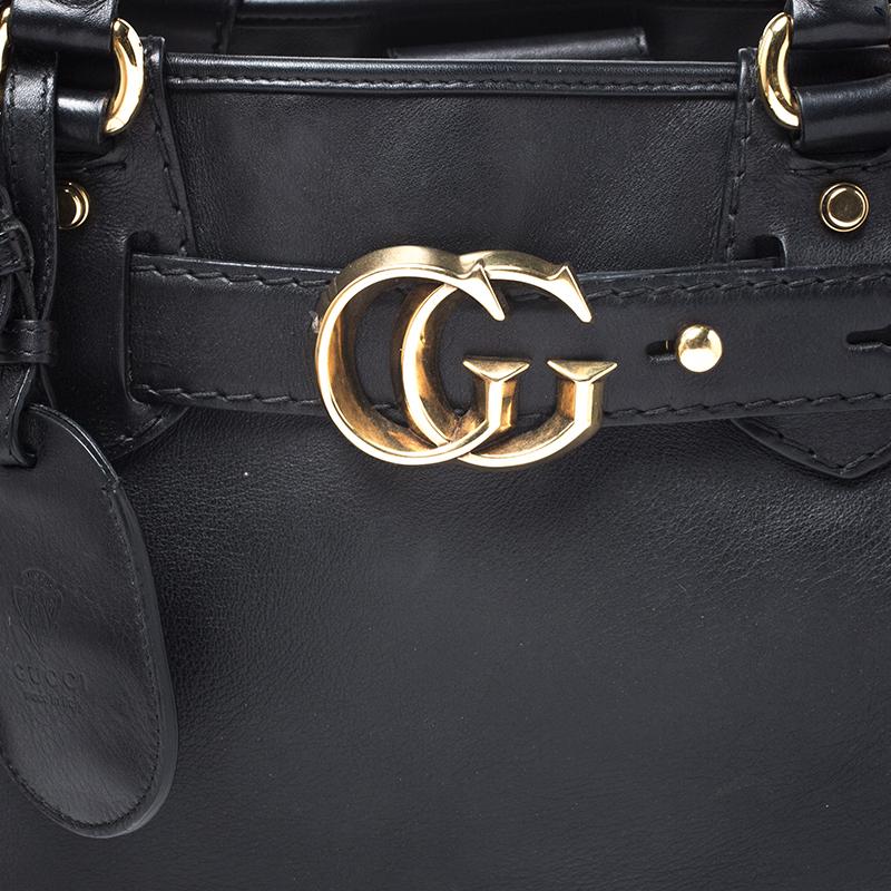 Gucci Black Leather Medium GG Running Tote 4