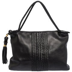 Vintage Gucci Black Leather Shoulder Bag - 38 For Sale on 1stDibs