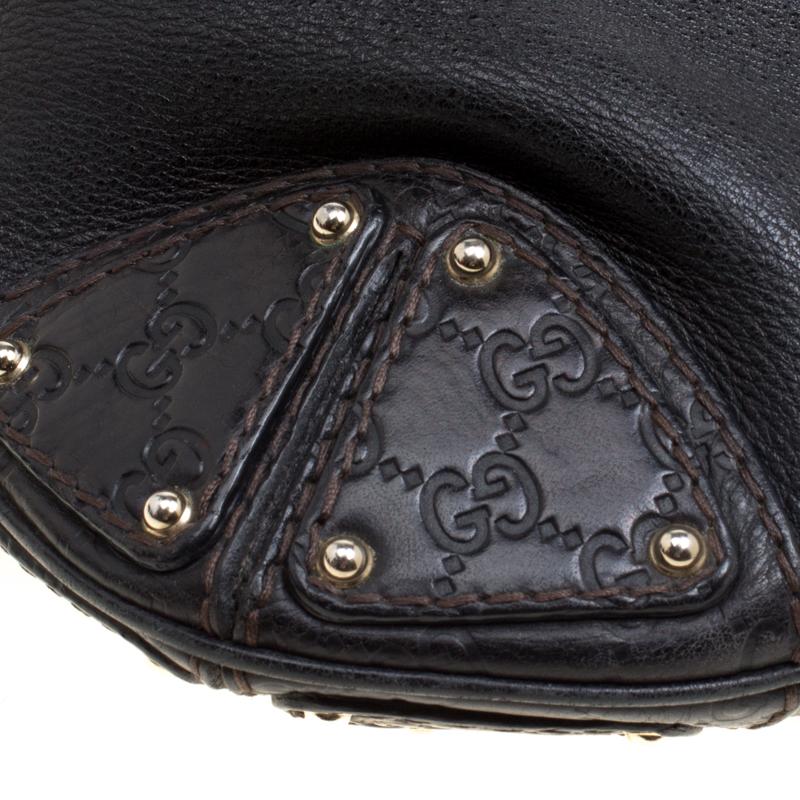 Gucci Black Leather Medium Indy Top Handle Bag 4