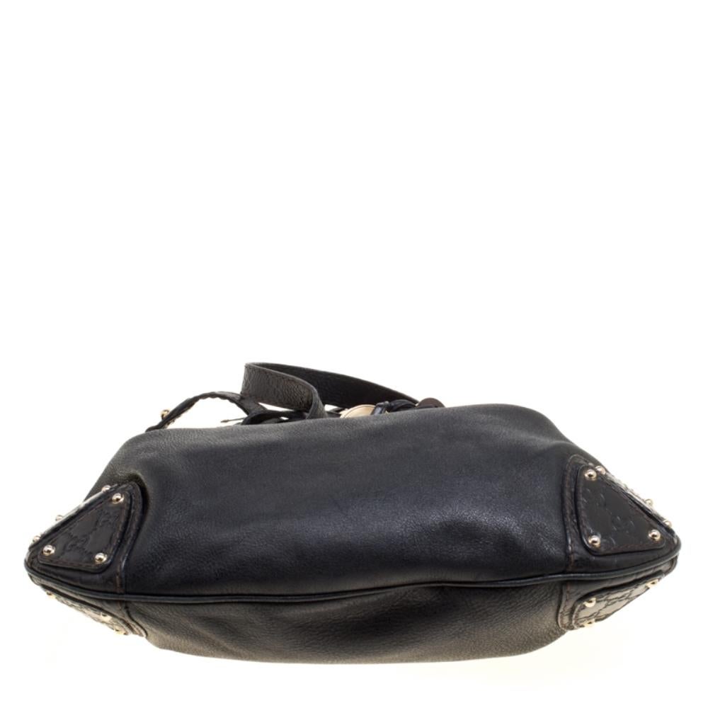 Women's Gucci Black Leather Medium Indy Top Handle Bag