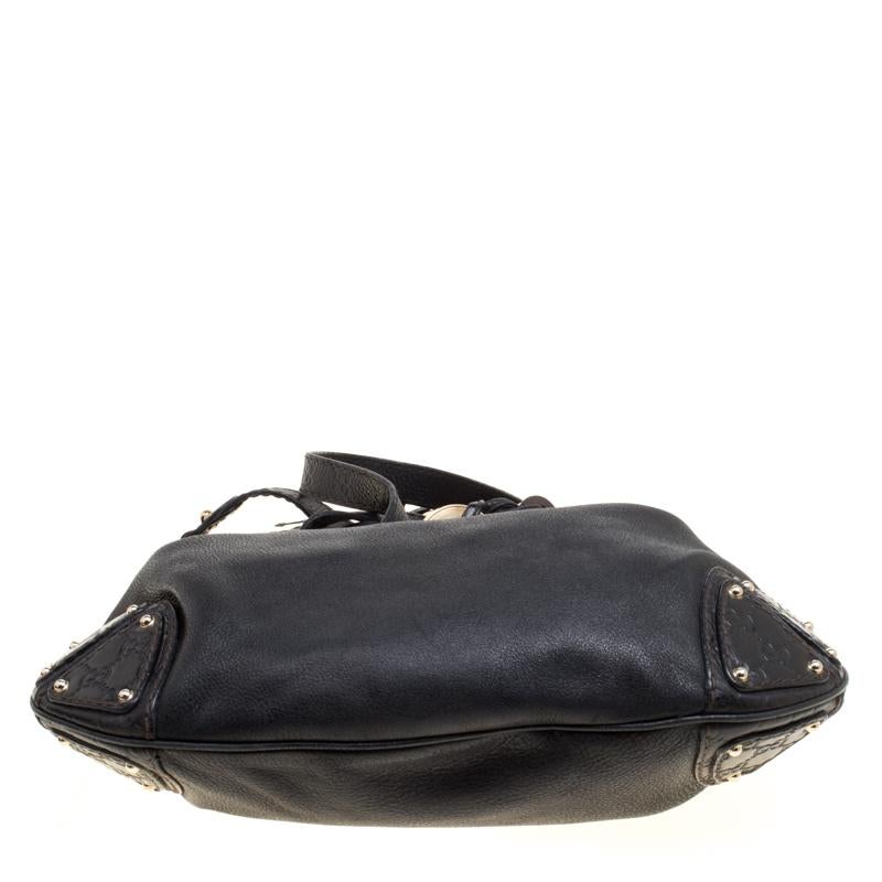 Gucci Black Leather Medium Indy Top Handle Bag 1
