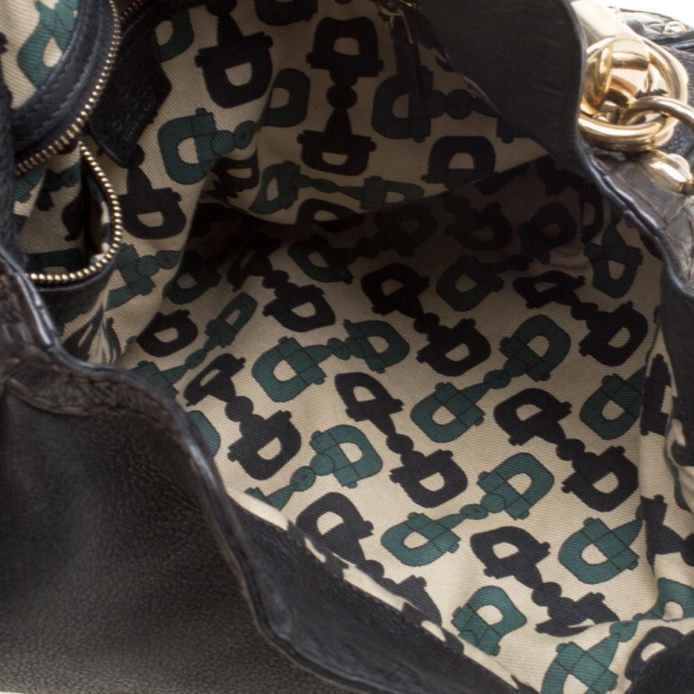 Gucci Black Leather Medium Indy Top Handle Bag 2
