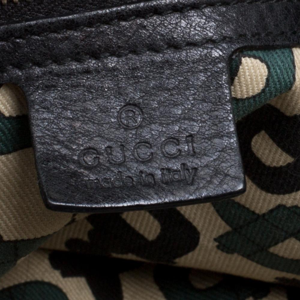 Gucci Black Leather Medium Indy Top Handle Bag 4
