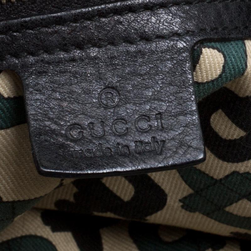 Gucci Black Leather Medium Indy Top Handle Bag 3
