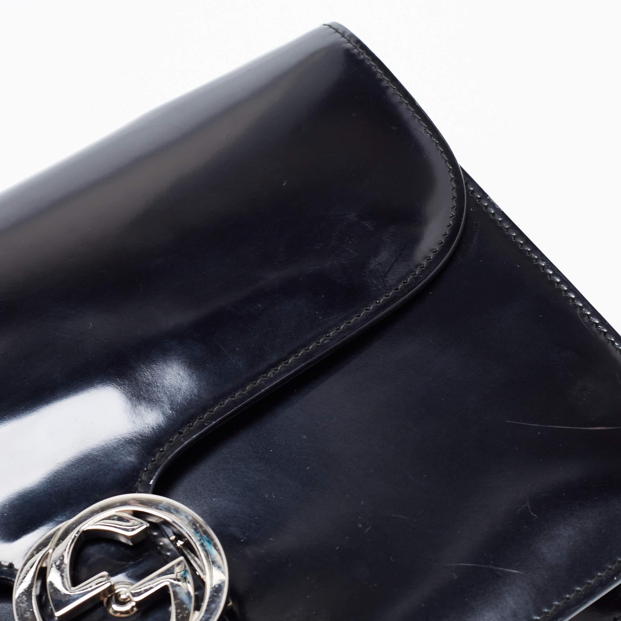 Gucci Black Leather Medium Interlocking G Shoulder Bag 7