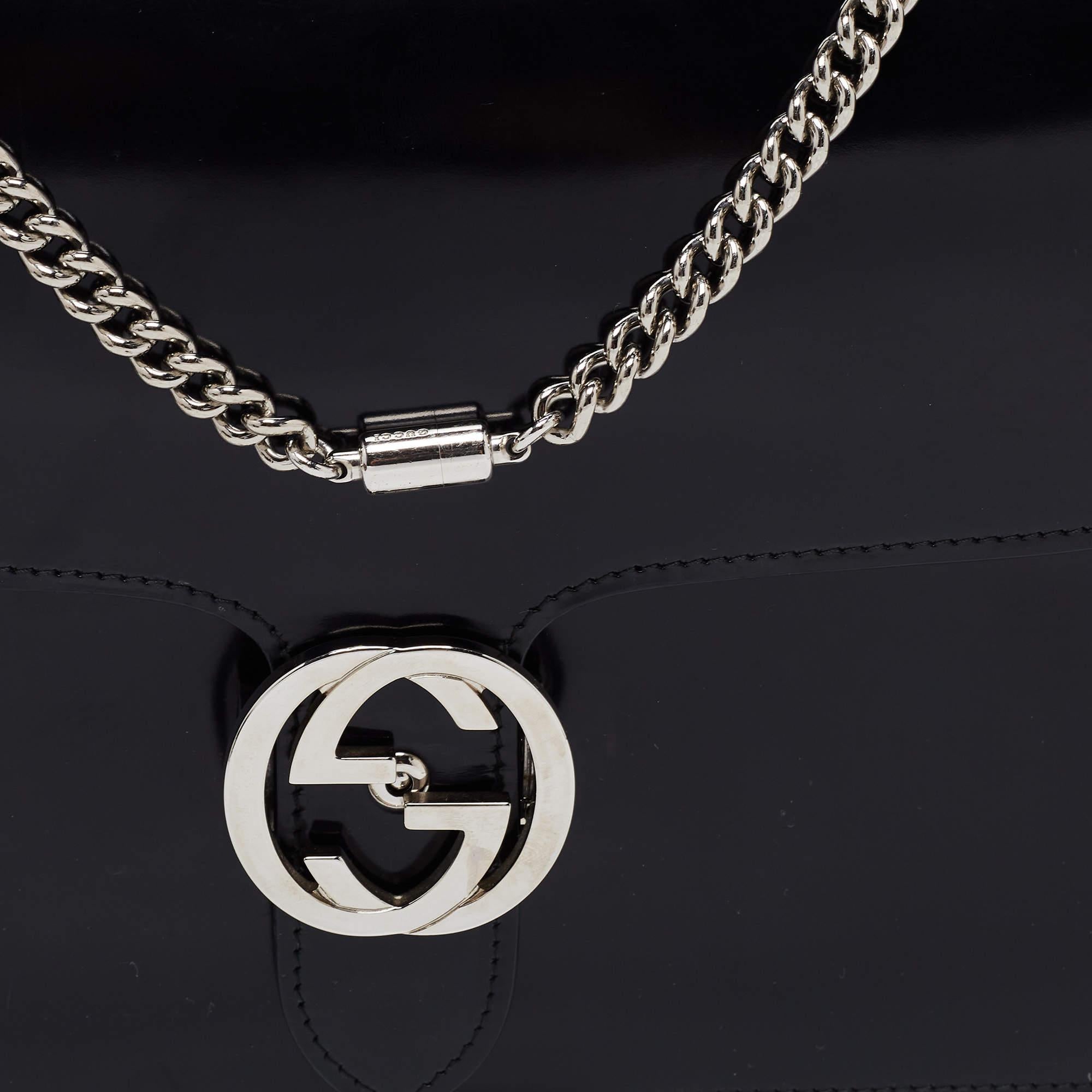 Gucci Black Leather Medium Interlocking G Shoulder Bag 11
