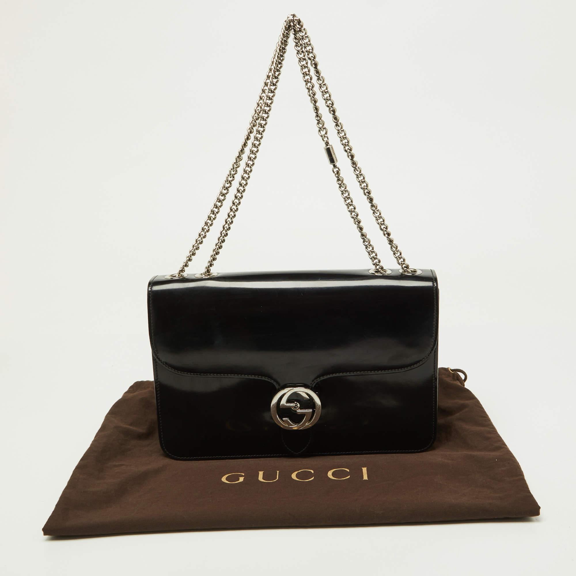 Gucci Black Leather Medium Interlocking G Shoulder Bag 13