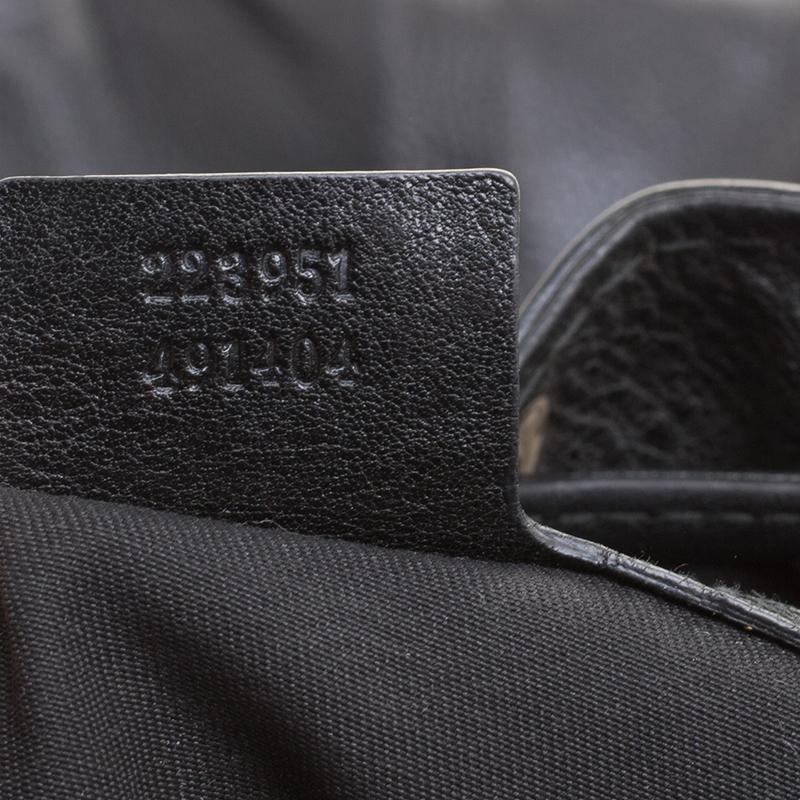 Gucci Black Leather Medium Interlocking Icon Hobo 4