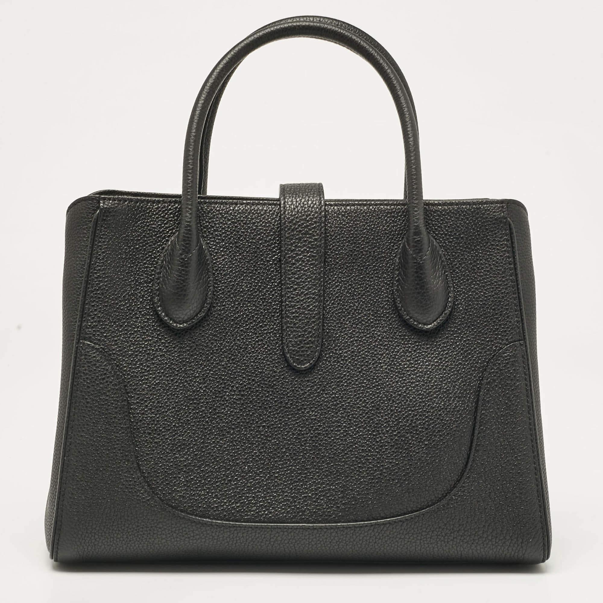Women's Gucci Black Leather Medium Jackie 1961 Tote For Sale