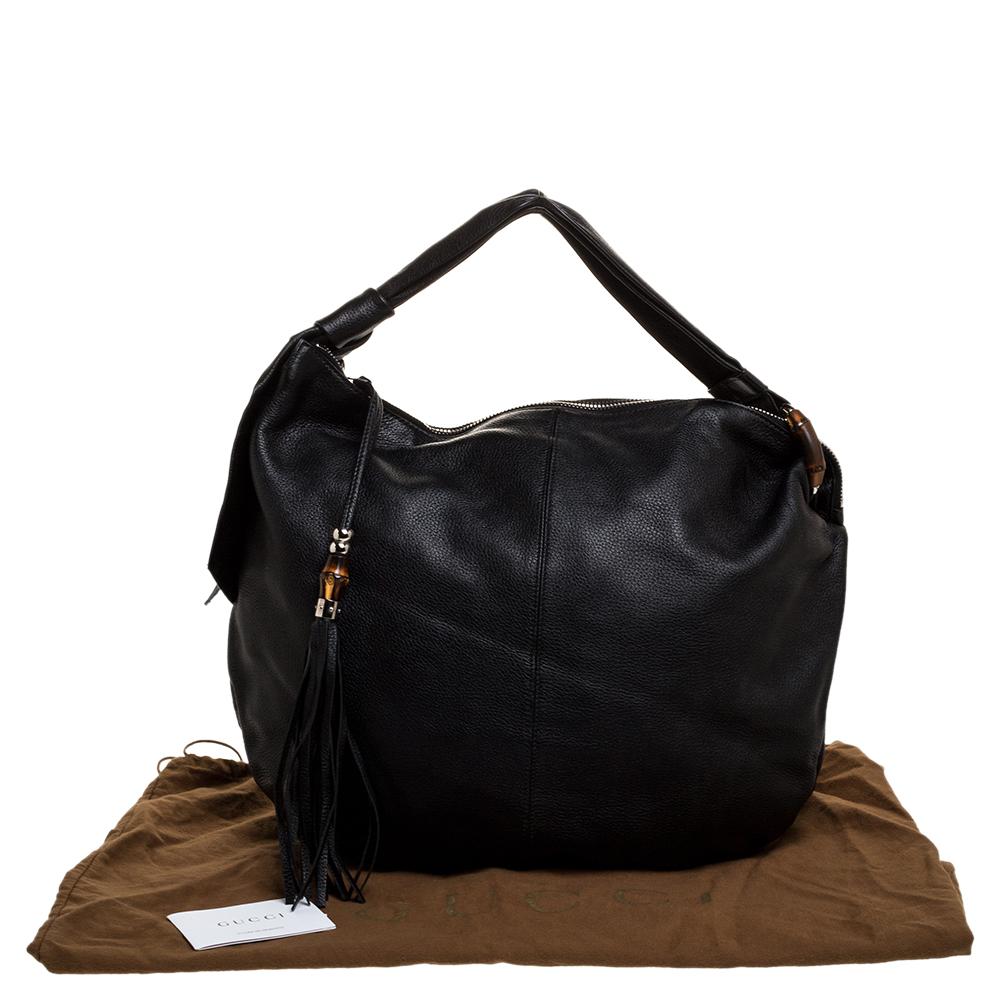 Gucci Black Leather Medium Jungle Hobo 8