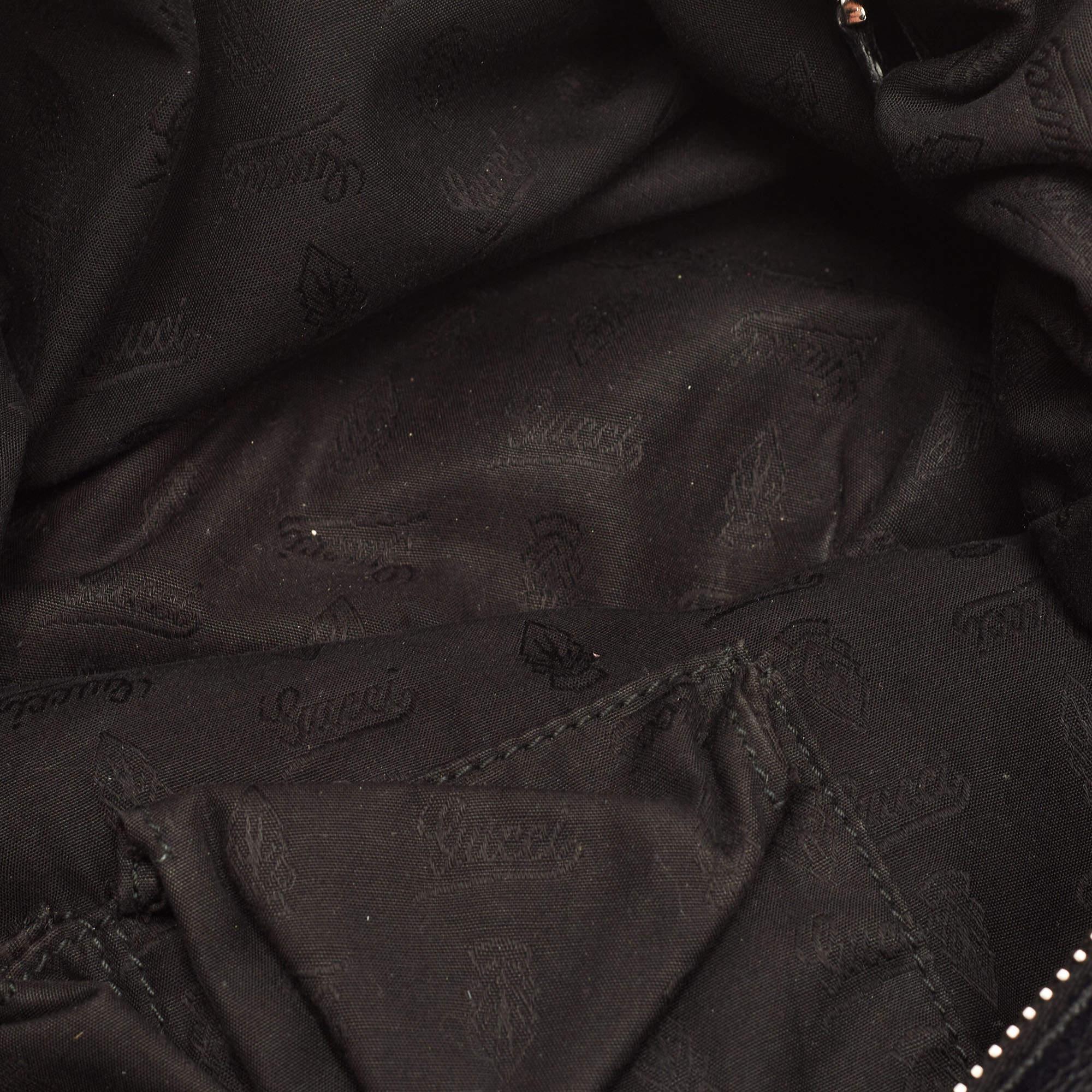 Gucci Black Leather Medium Jungle Hobo For Sale 9