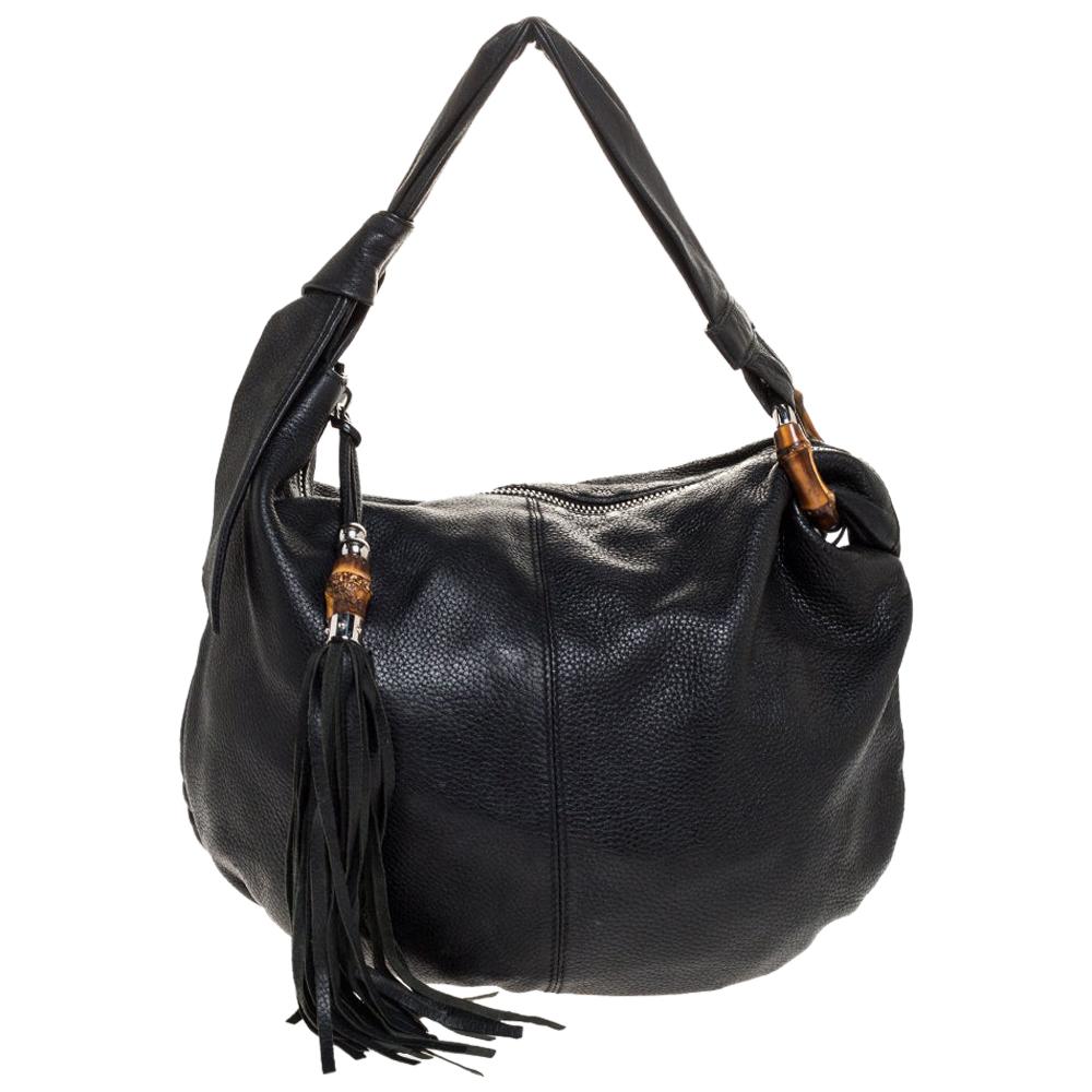 Gucci Black Leather Medium Jungle Hobo at 1stDibs