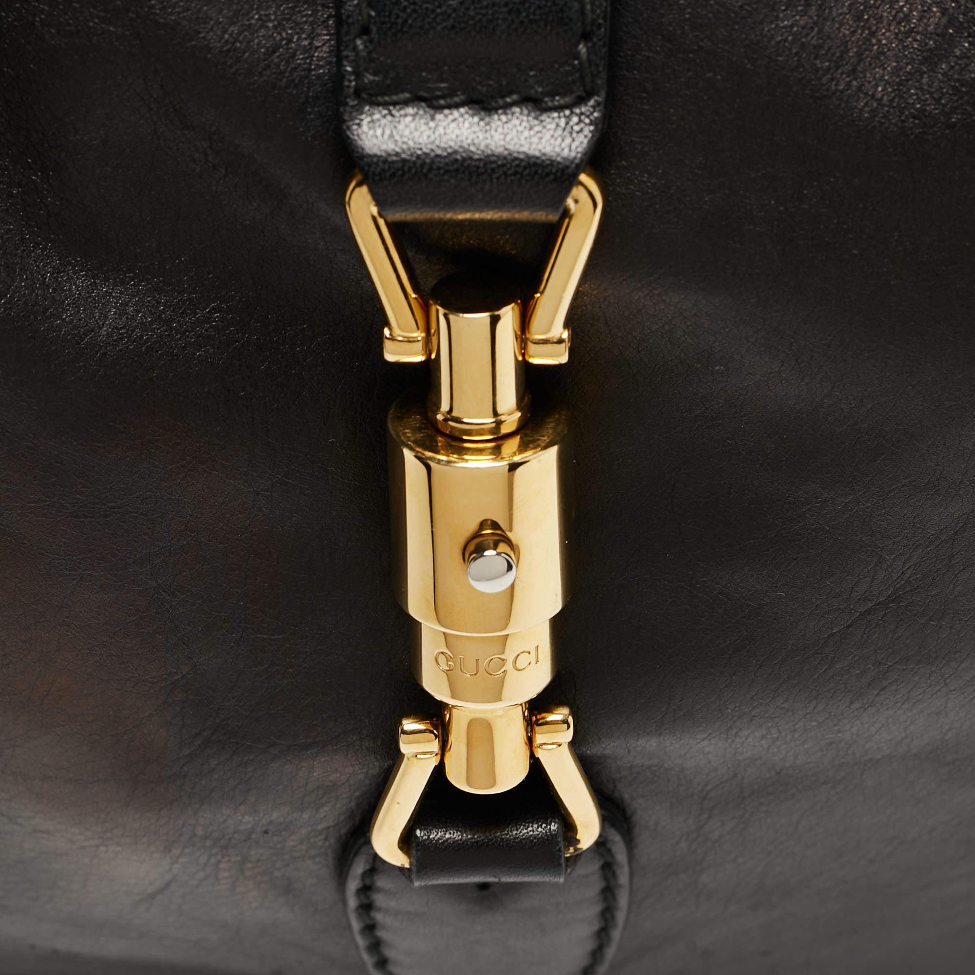 Gucci Black Leather Medium New Jackie Hobo In Good Condition In Dubai, Al Qouz 2