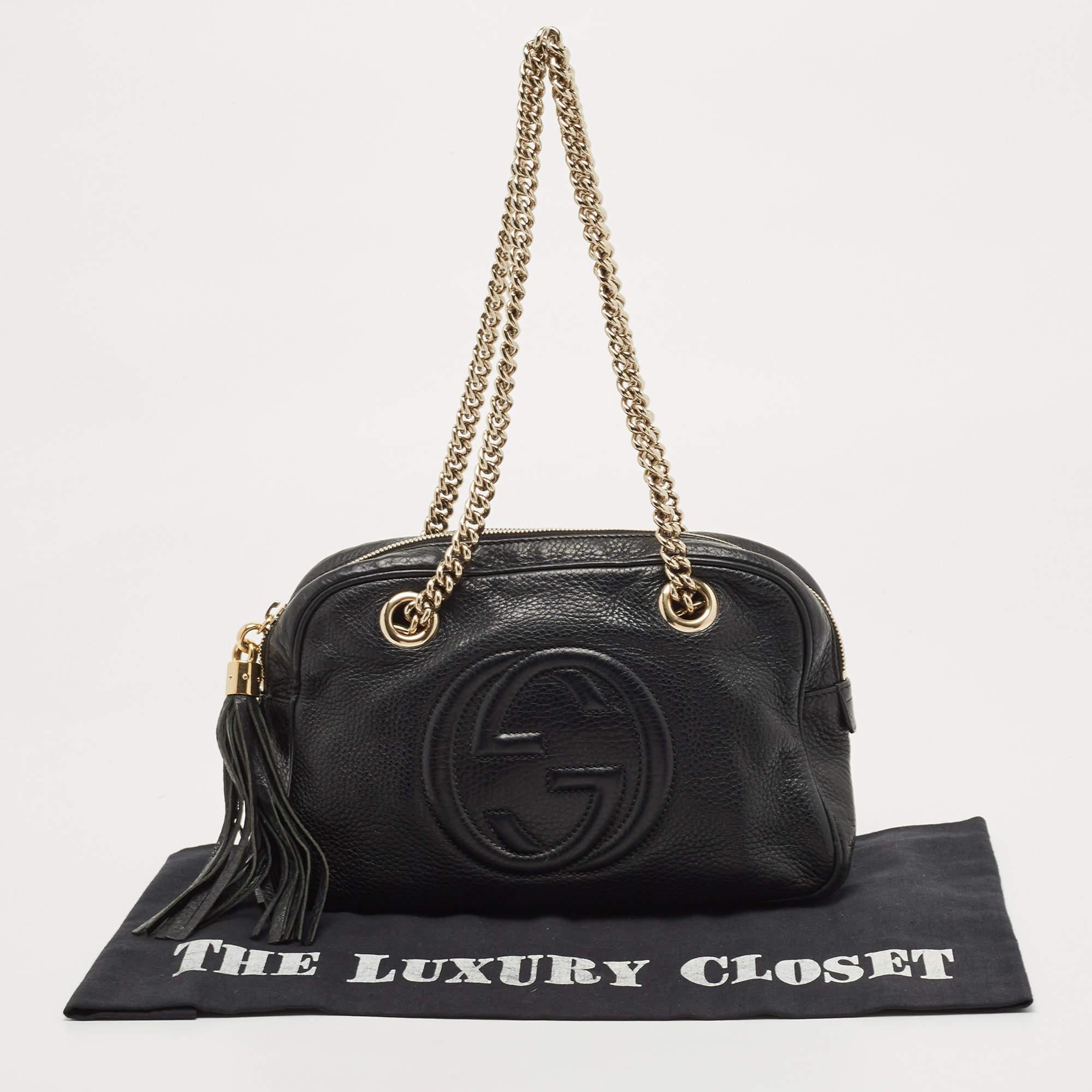 Gucci Black Leather Medium Soho Chain Shoulder Bag 10