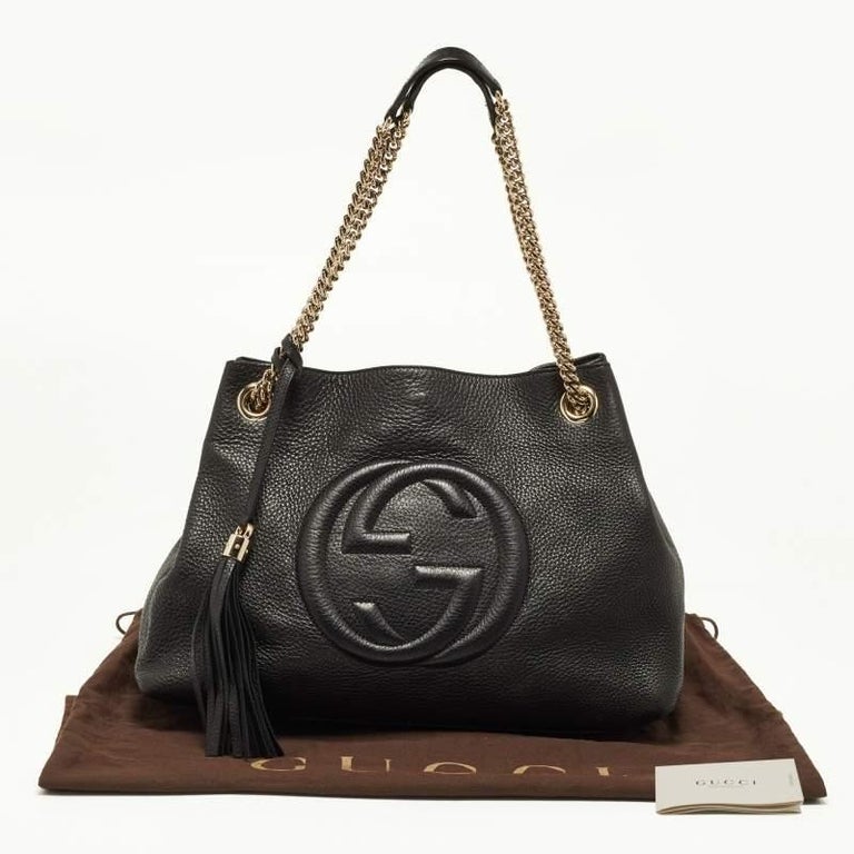 Gucci Black Leather Medium Soho Chain Shoulder Bag For Sale at 1stDibs