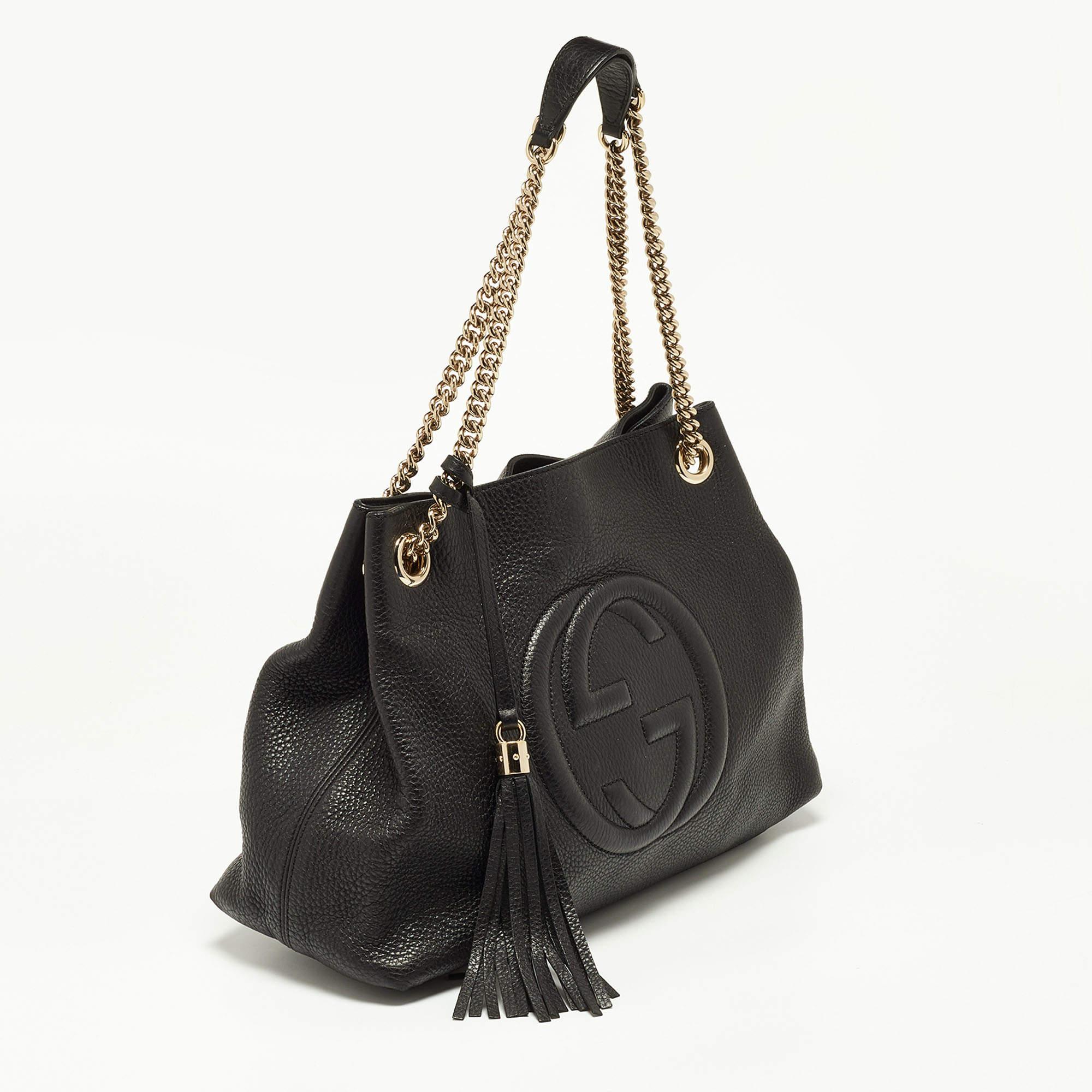 Women's Gucci Black Leather Medium Soho Chain Shoulder Bag