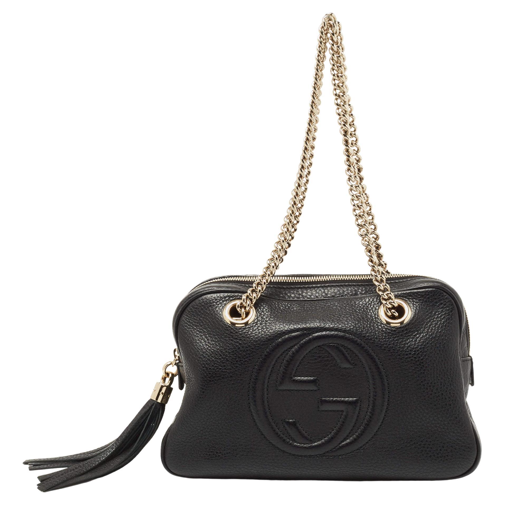 Gucci Black Leather Medium Soho Chain Shoulder Bag