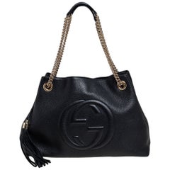 Gucci Black Leather Medium Soho Chain Tote