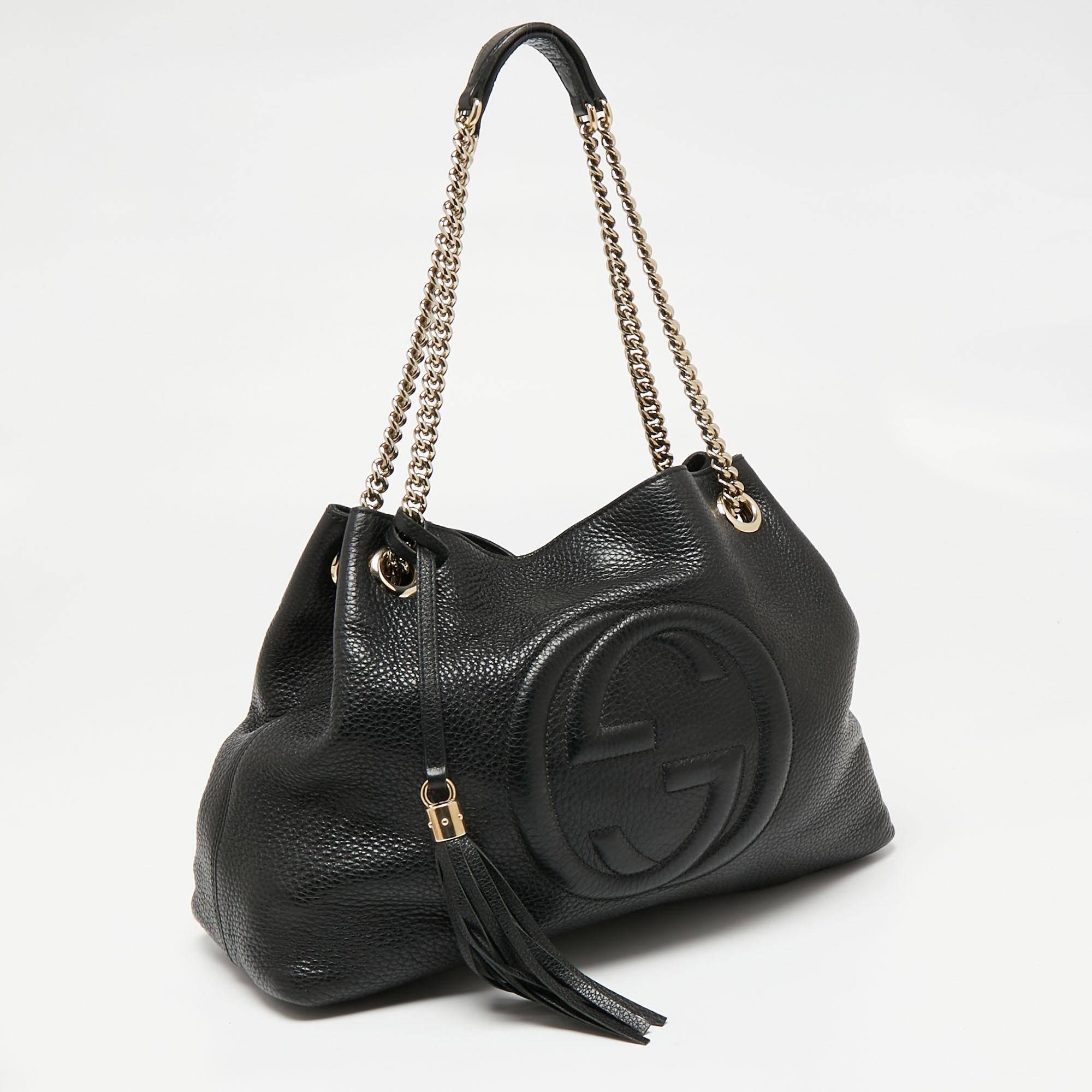 Women's Gucci Black Leather Medium Soho Tote