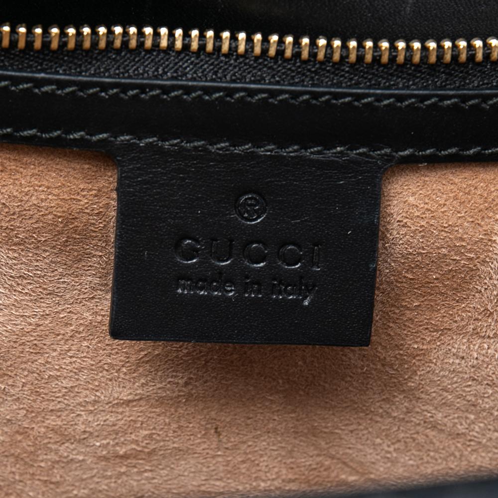 Gucci Black Leather Medium Sylvie Flame Top Handle Bag 1