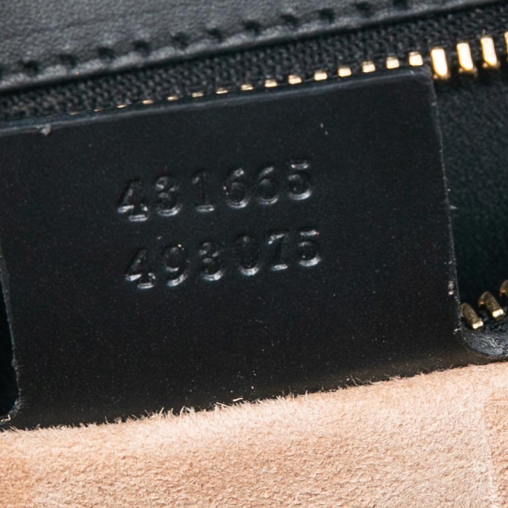 Gucci Black Leather Medium Sylvie Flame Top Handle Bag 2