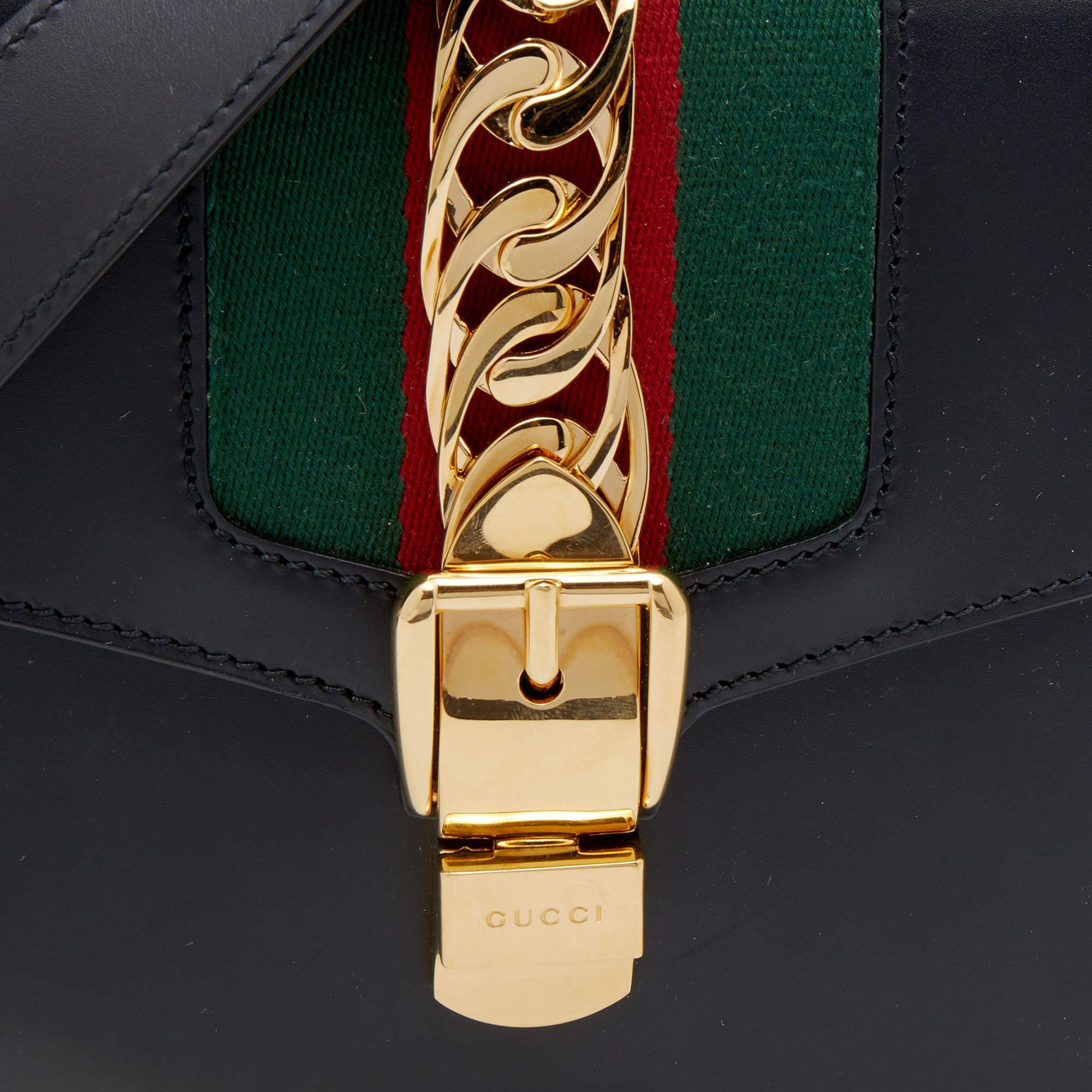 Gucci Black Leather Medium Sylvie Shoulder Bag 4