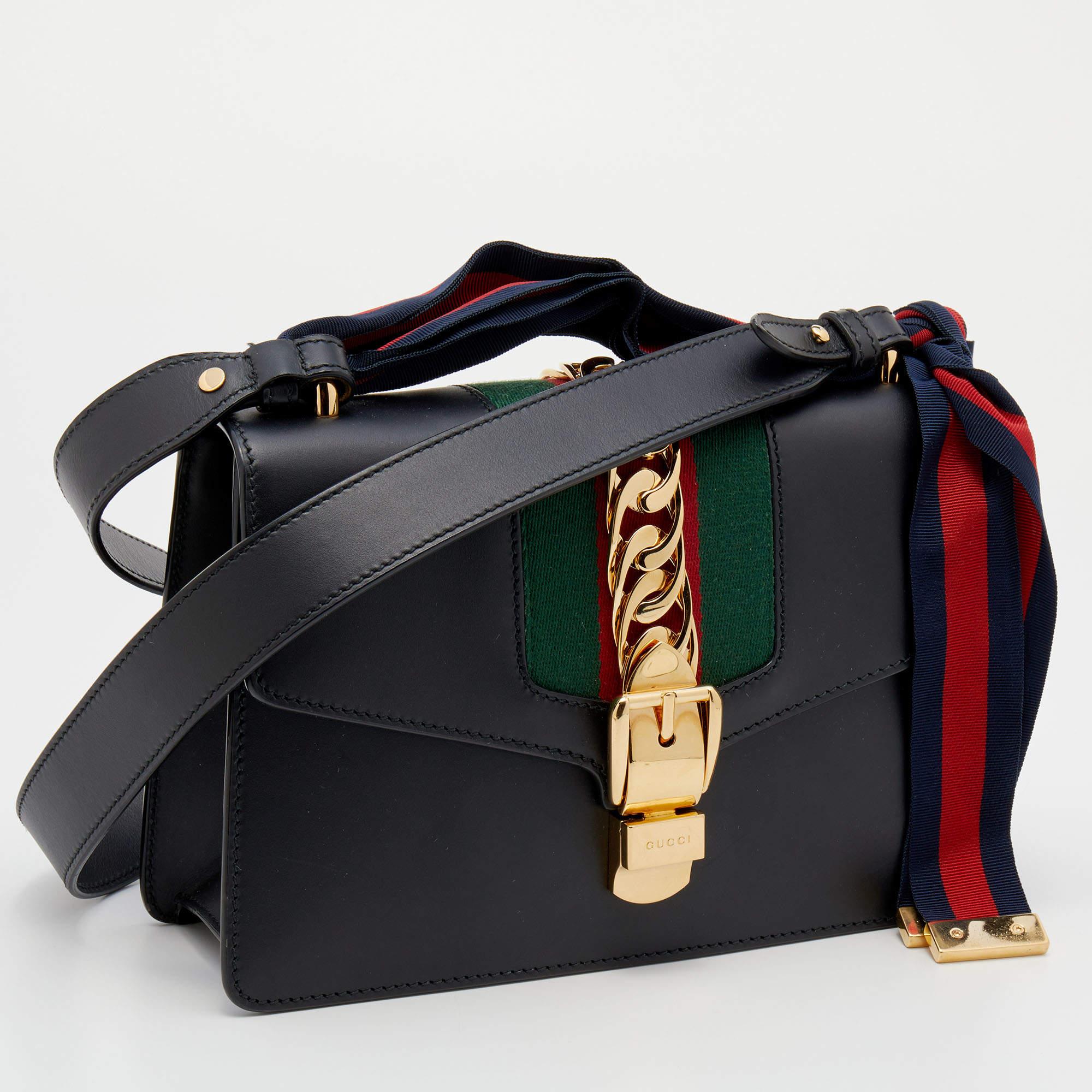 Gucci Black Leather Medium Sylvie Shoulder Bag 2