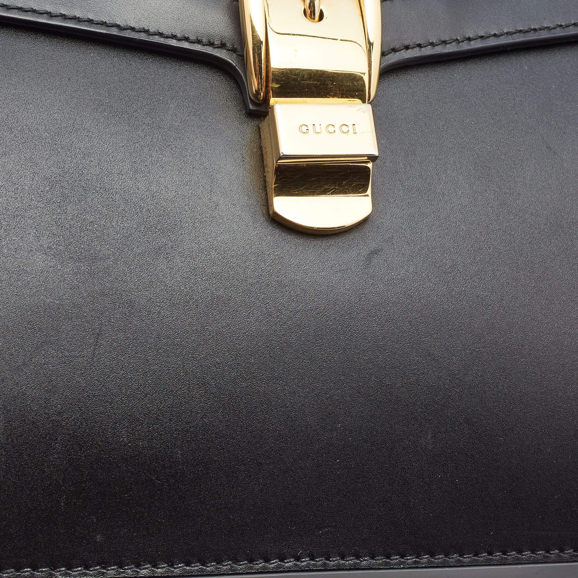 Gucci Black Leather Medium Sylvie Top Handle Bag 8