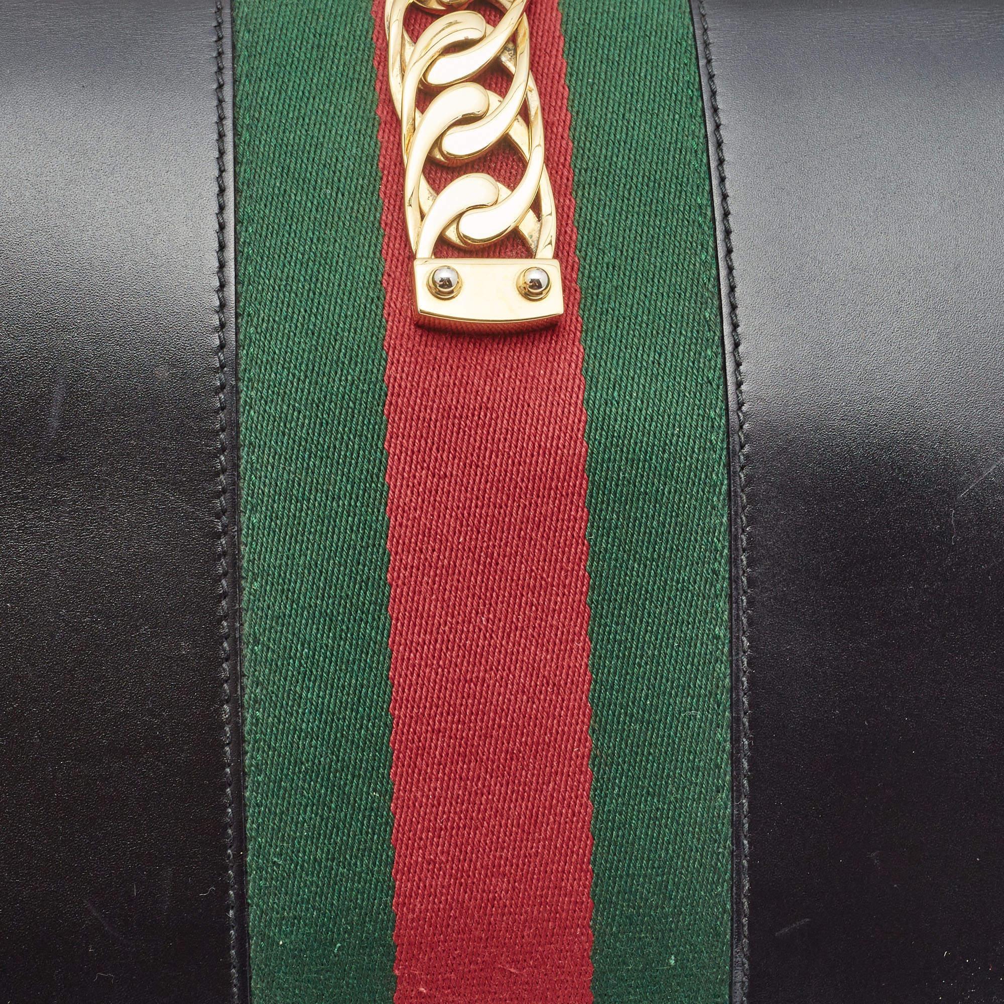 Gucci Black Leather Medium Sylvie Top Handle Bag 9