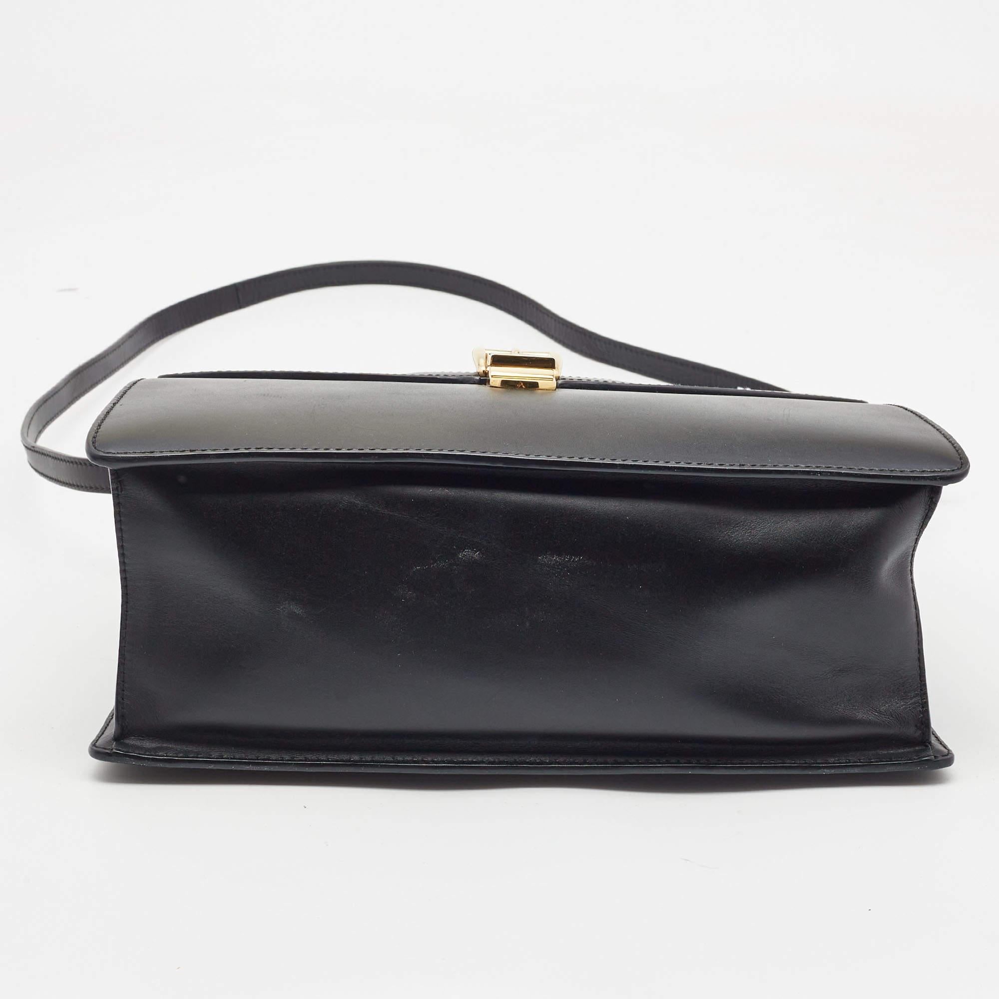 Women's Gucci Black Leather Medium Sylvie Top Handle Bag