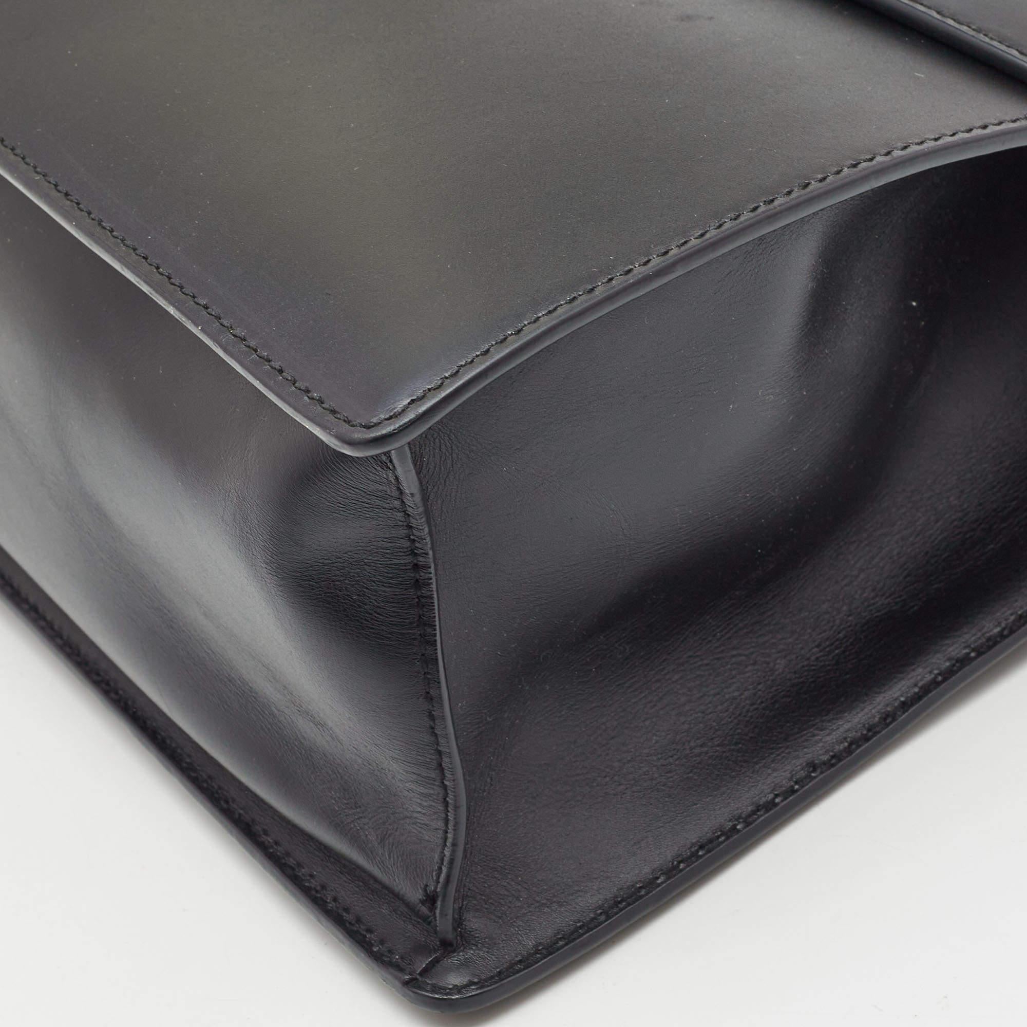 Gucci Black Leather Medium Sylvie Top Handle Bag 3