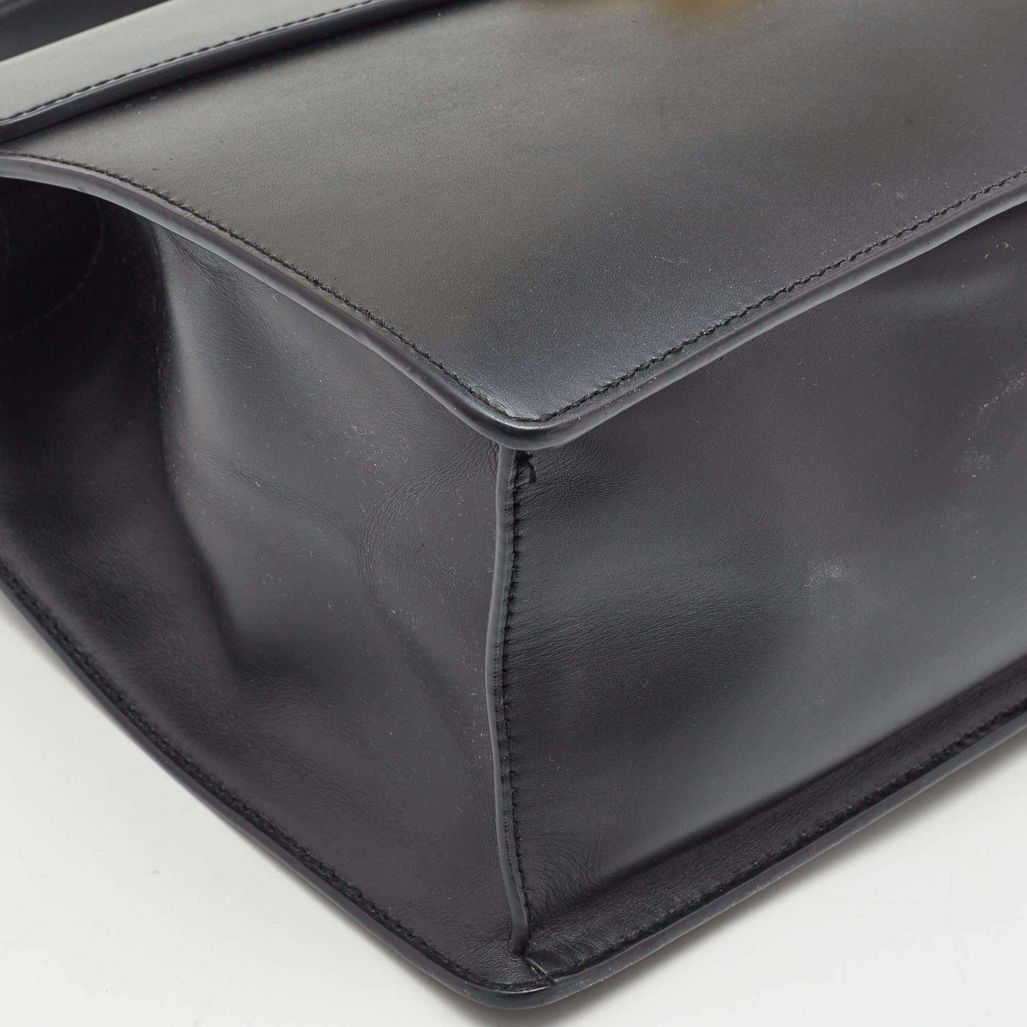 Gucci Black Leather Medium Sylvie Top Handle Bag 4