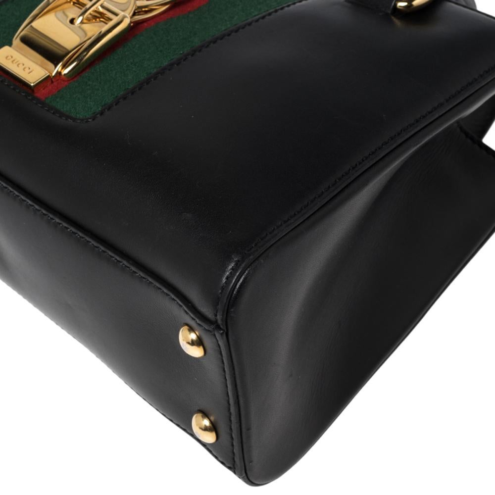 Gucci Black Leather Medium Sylvie Tote 4
