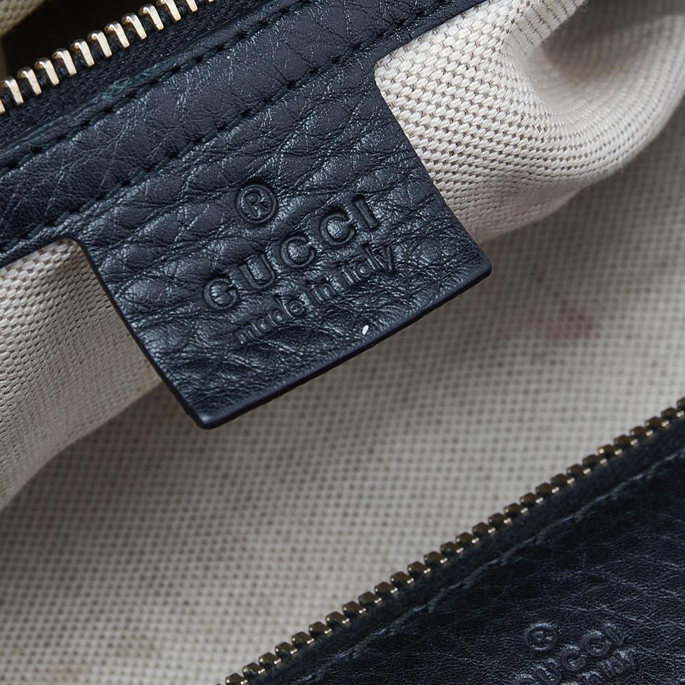 Gucci Black Leather Medium Vintage Web Duffel Bag 4
