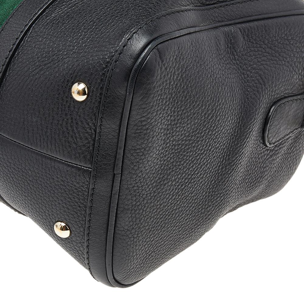 Gucci Black Leather Medium Vintage Web Duffel Bag 2