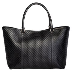 Gucci Black Leather Micro Guccissima Large Joy Tote Bag