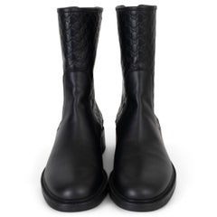 GUCCI black leather MICROGUCCISSIMA MID-CALF Boots Shoes 37.5