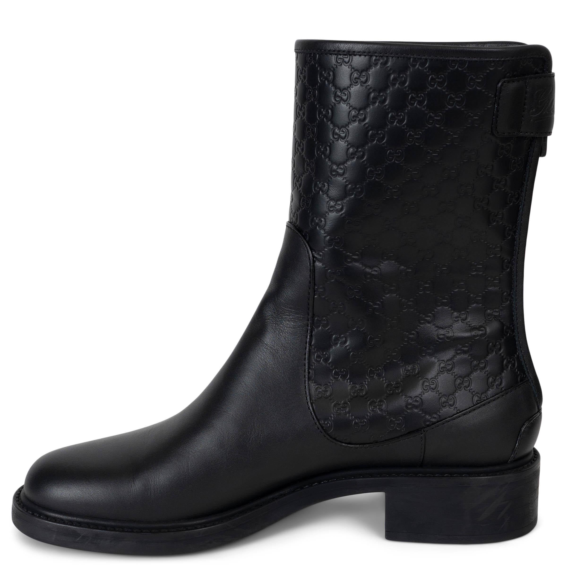 GUCCI schwarz Leder MICROGUCCISSIMA MID-CALF Stiefel Schuhe 37.5 (Schwarz) im Angebot